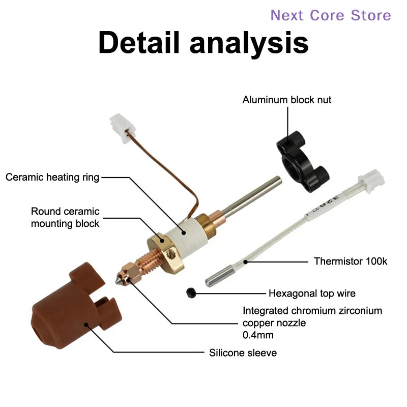 K1C & K1 Max Ceramic Hotend Block & Quick-Swap Nozzle Kit 3D Printer Hotend Kit HIP