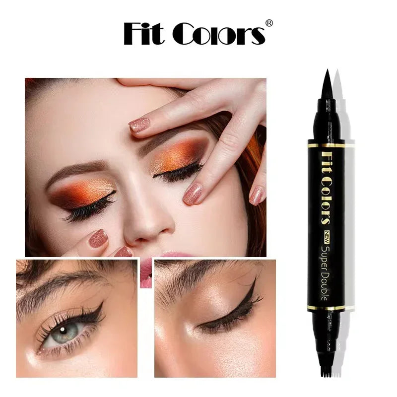 2 In 1 Eye Liner Brow Pencil Waterproof Lasting No-smudge Four Points Eyebrow Tattoo Pen Gray Brown Liquid Liner Makeup Cosmetic HIP