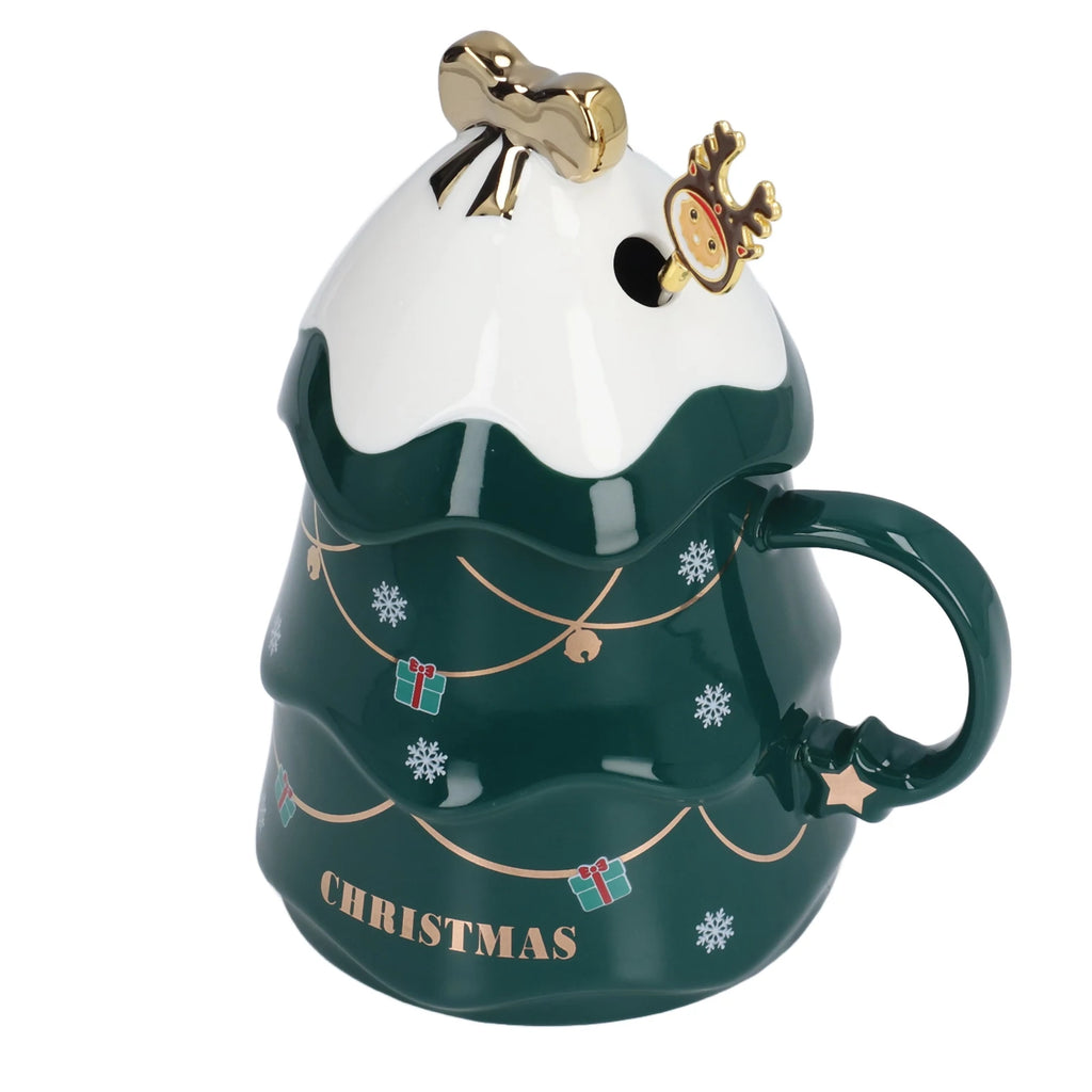 500ml Large Capacity Christmas Cup Ceramic Tea Milk Cup Coffee Mug with Lid Spoon for Home Holiday Gifts Ceramic Cup Coffee Cup HIP