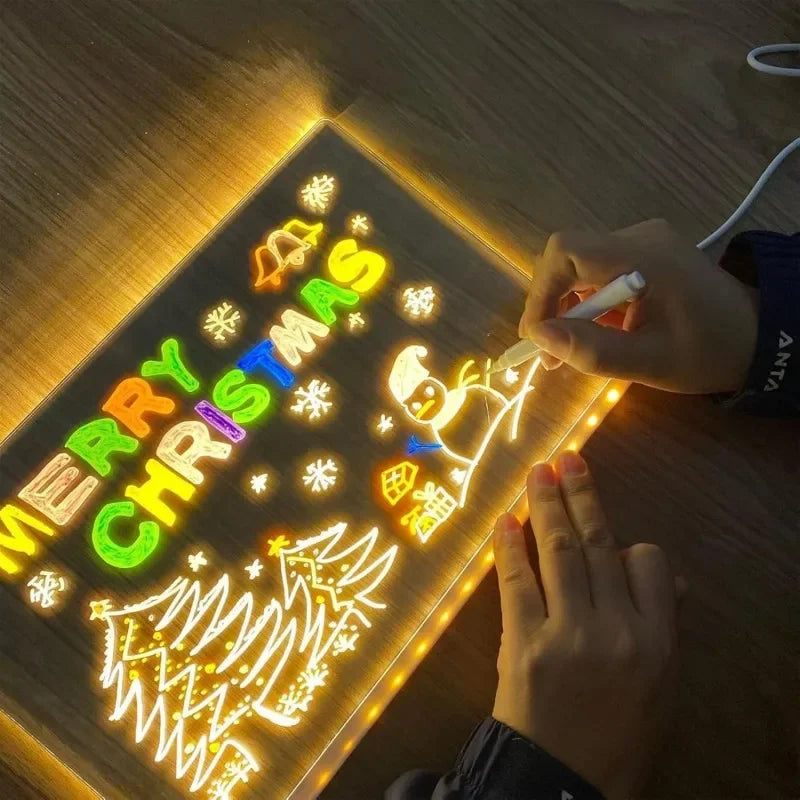 LED Acrylic Message Board Night Light – Kids Drawing Gift LED Message Board Light HIP