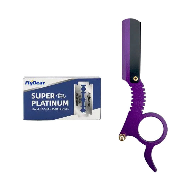 Stainless Steel Thumb Razor – Bald Head & Eyebrow Shaping Manual Thumb Razor HIP C619-1purple 10blade