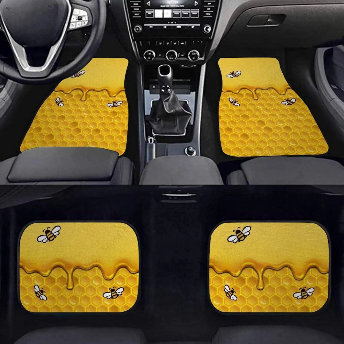 Honey Bee Car Floor Mats – Universal Fit Front & Rear Set of 4 Car Floor Mats HIP 1 one size
