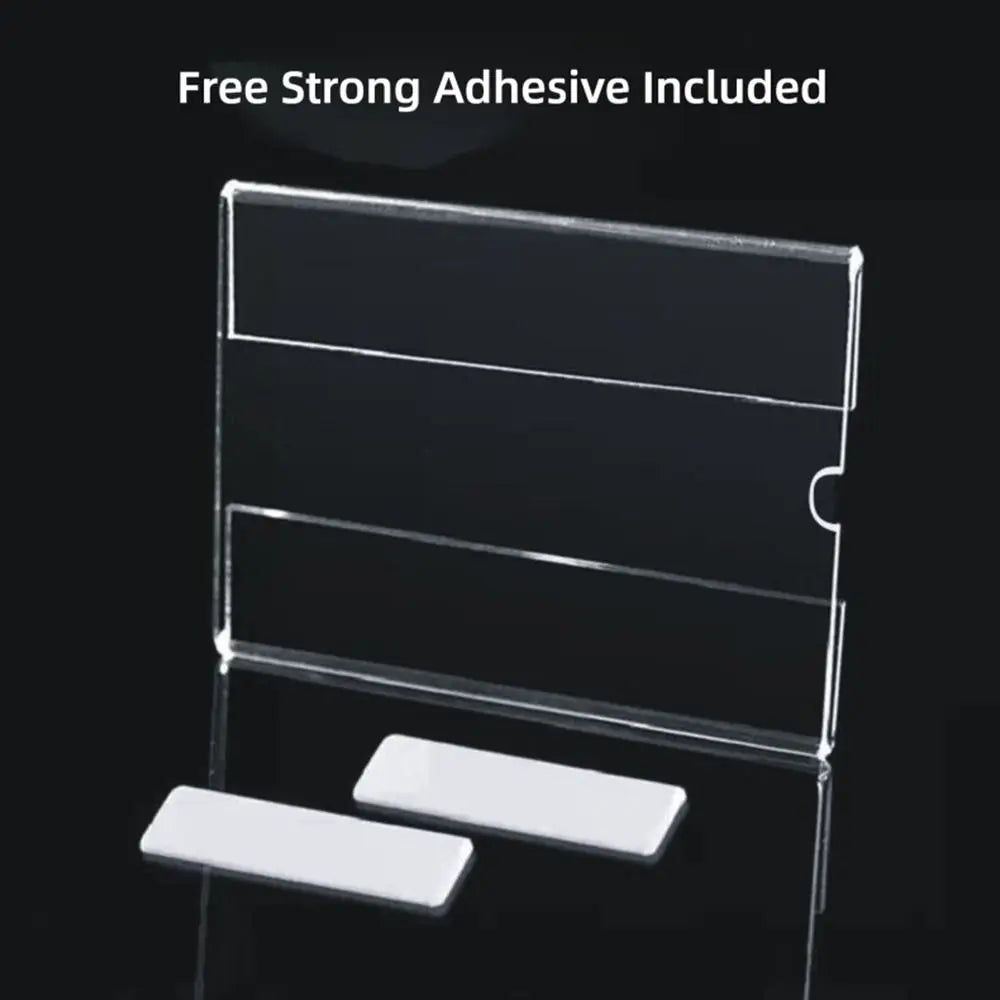 10-Pack Clear Self-Adhesive Price Tag Holders – 5 Sizes Label Sign Holder HIP
