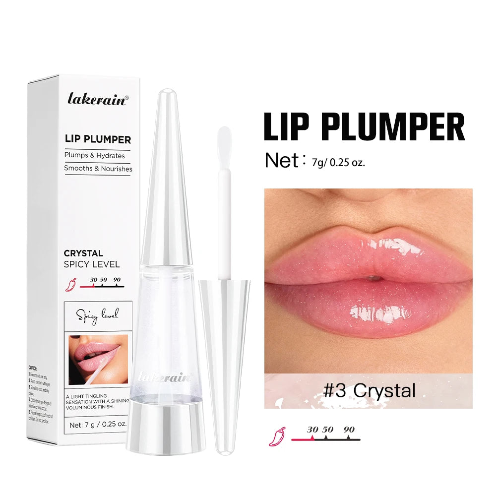 Lakerain Lip Plumper Gloss Oil Lip Long-Lasting Moisturizer Volume Boosting Lip Oil Volumizing & Hydrating Non-Dry Plumping HIP 3Crystal