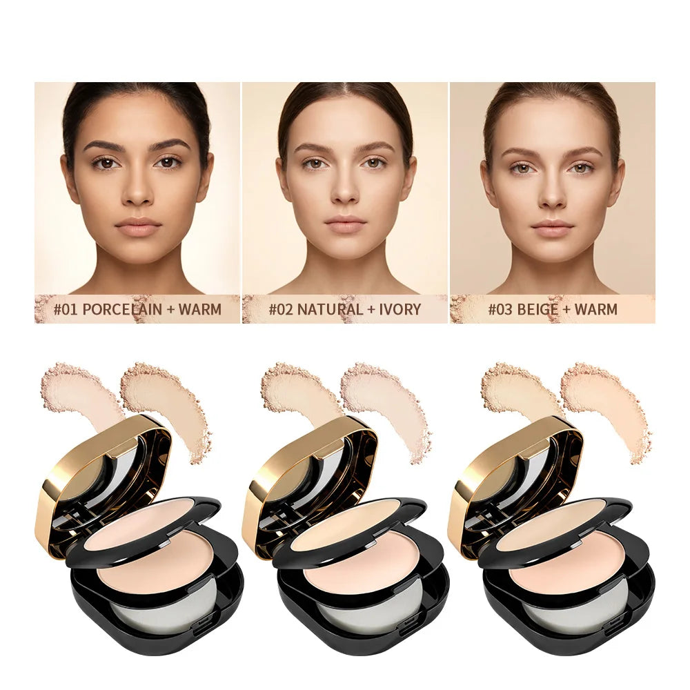 2 Shades Collagen Contour Setting Powder Waterproof Oil Control Matte Finish Brightening Long Lasting Foundation Pressed Powder HIP