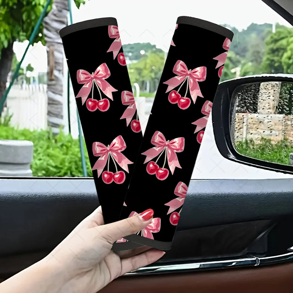 2-Pack Cherry Bow-Tie Car Seat Belt Covers – Cute & Comfy Seat Belt Cover HIP