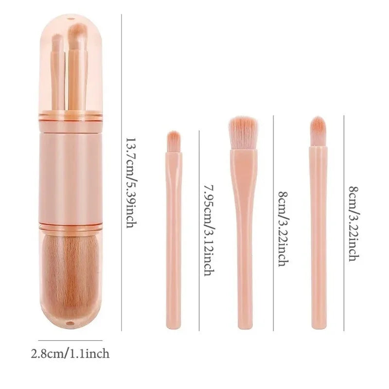 4-in-1 Retractable Travel Makeup Brush Set | Mini & Cute Travel Makeup Brush Set HIP