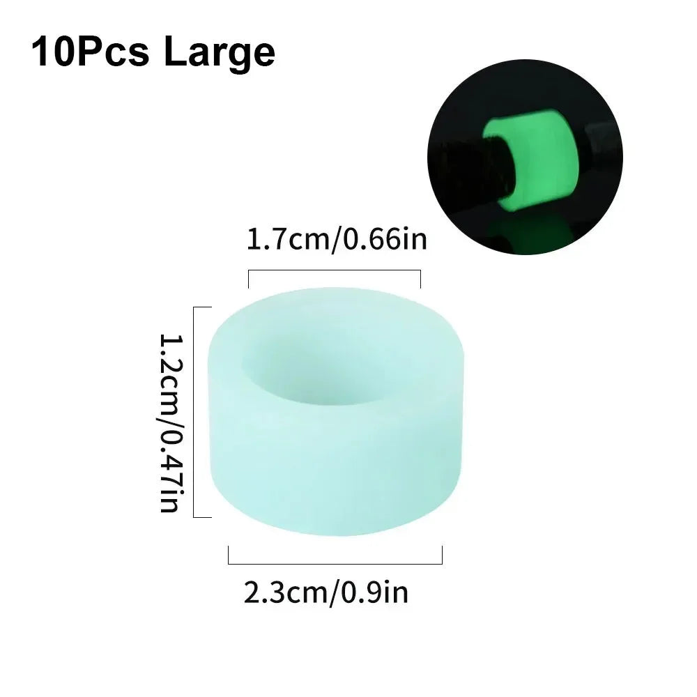 10-Pack Luminous Silicone Fishing Rod Stop Rings Anti-Slip Fishing Rod Stop Rings HIP 10Pcs Large