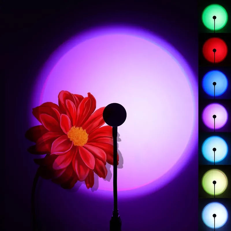 USB Sunset Lamp LED Rainbow Neon Night Light Projector Photography Wall Atmosphere Lighting for Bedroom Home Room Decor Gift HIP 18cm 7 Colors