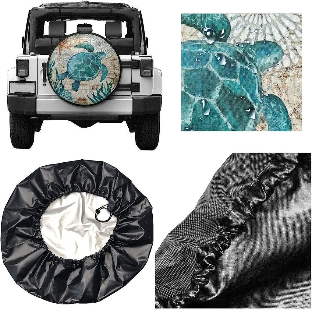 Sea Turtle Spare Tire Cover SUV RV Trailer – 14 to 17 Inch Spare Tire Cover HIP