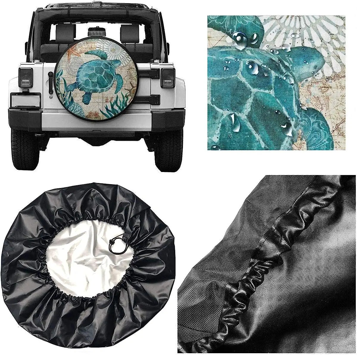 Sea Turtle Spare Tire Cover SUV RV Trailer – 14 to 17 Inch Spare Tire Cover HIP