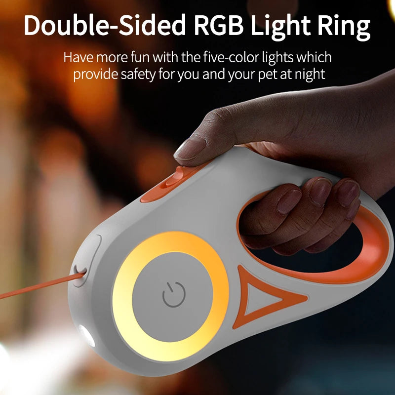 ROJECO 3M Retractable Dog Leash Roulette with LED Light Luminous Pets Leash for Puppy Dogs Outdoor Walking Running Traction Rope HIP