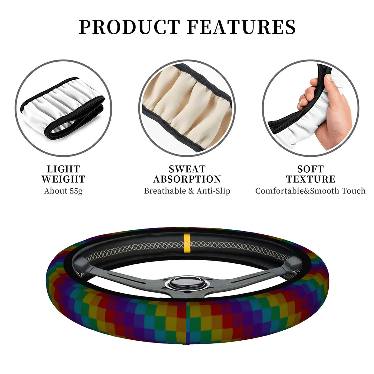 Piano Key Steering Wheel Cover – Non-Slip Music Graphic Steering Wheel Cover HIP