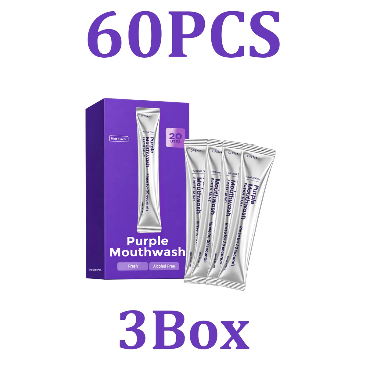 Purple Mouthwash Travel Sachets – Menthol Fresh Breath (20pk) Travel Mouthwash Sachets HIP 3PCS One Unit adults