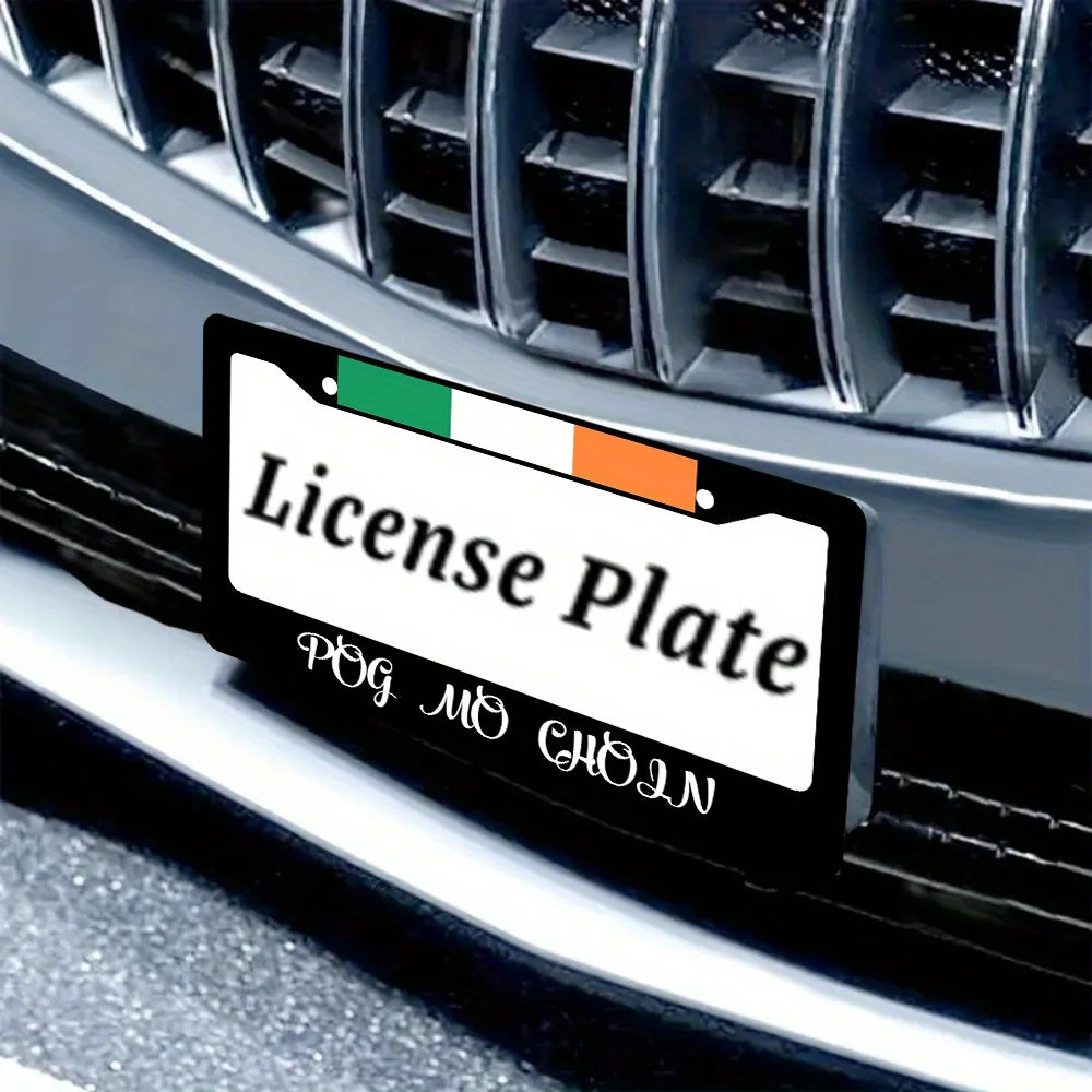 Irish Flag Gaelic License Plate Frame – Aluminum 6x12" License Plate Frame HIP