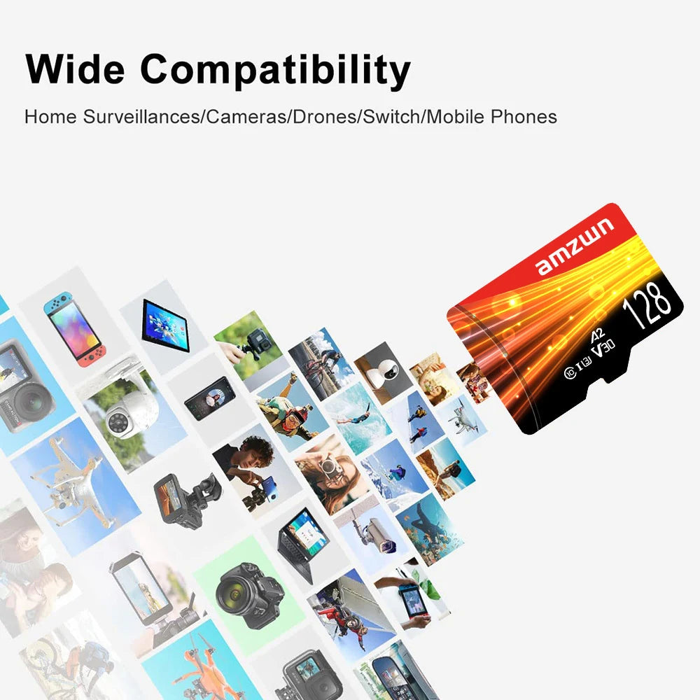 Micro SD TF Card 32GB 64GB 128GB Class 10 U3 A2 V30 | amzwn Flash Memory Card HIP