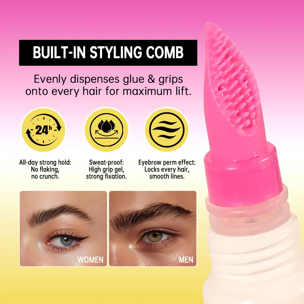 Waterproof Clear Eyebrow Setting Gel and Brush 2 in 1Long-Lasting Waterproof & Sweatproof Brow Coat Non-Fading Brow Lamination HIP