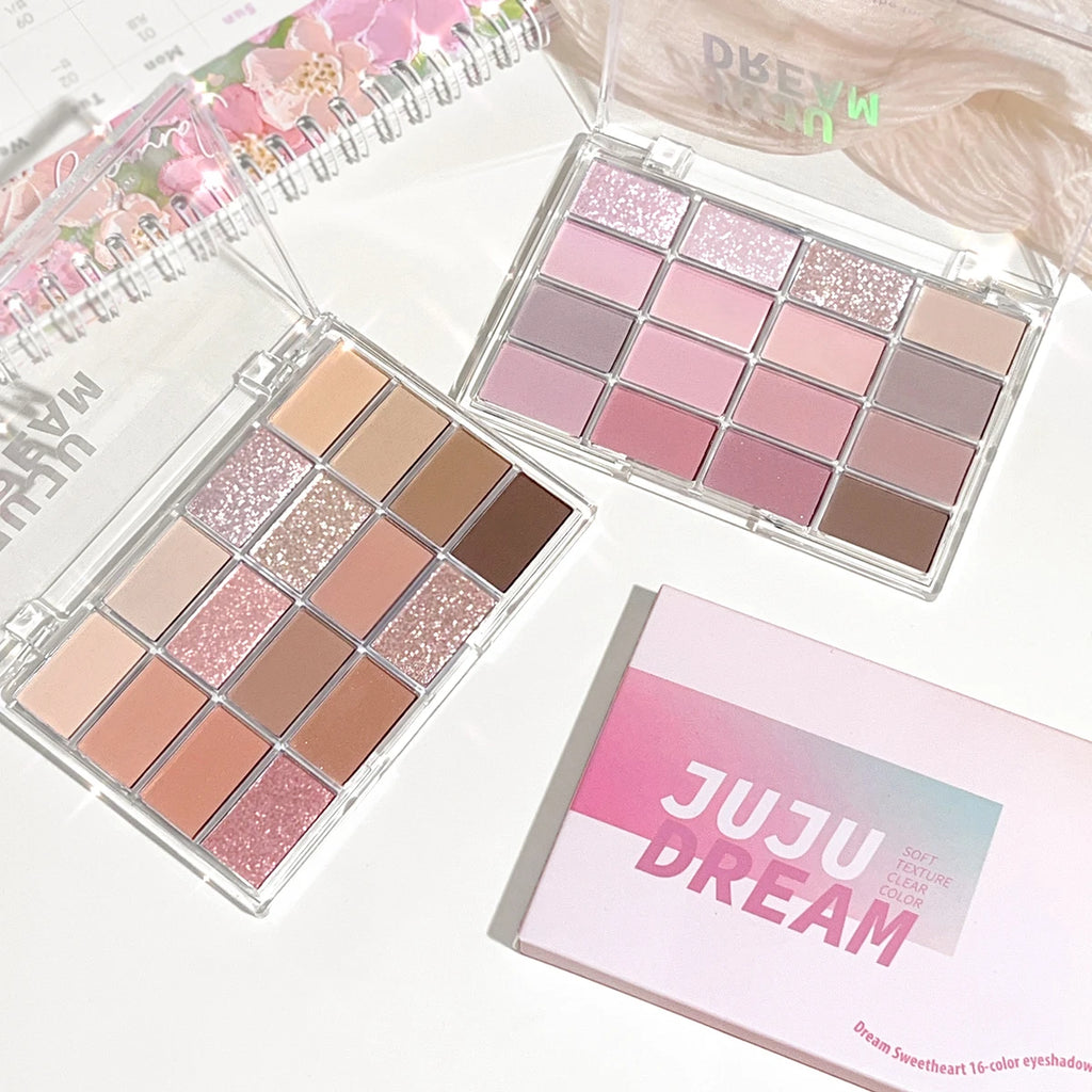JUJU Dream 16-Color Earth Tone Eyeshadow Palette – Matte & Shimmer Eyeshadow Palette HIP