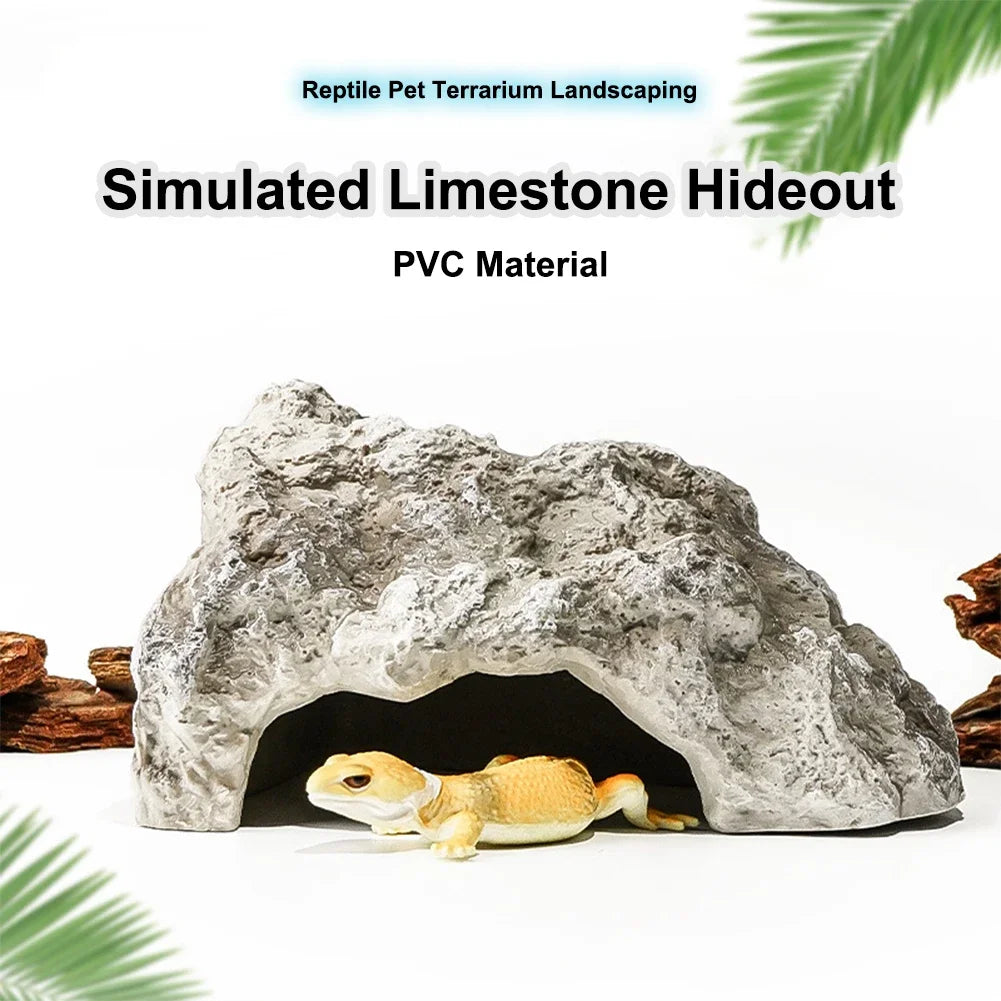 Lizard House Terrarium Resin Fake Rock Bearded Dragon Cave Landscape Basking Area Aquarium Decor Reptile Hiding Caves HIP