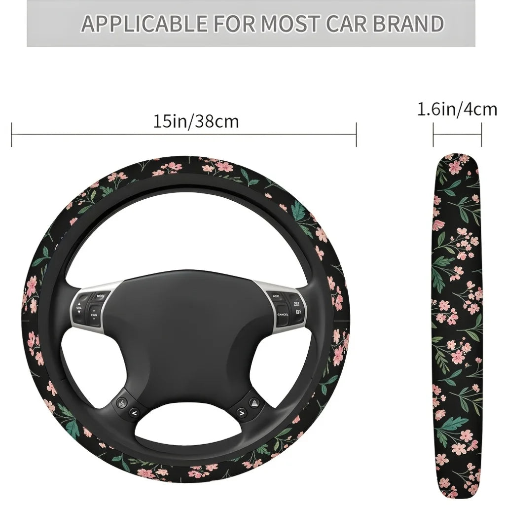 Pink Flower Steering Wheel Cover – Soft, Breathable, All-Season Steering Wheel Cover HIP