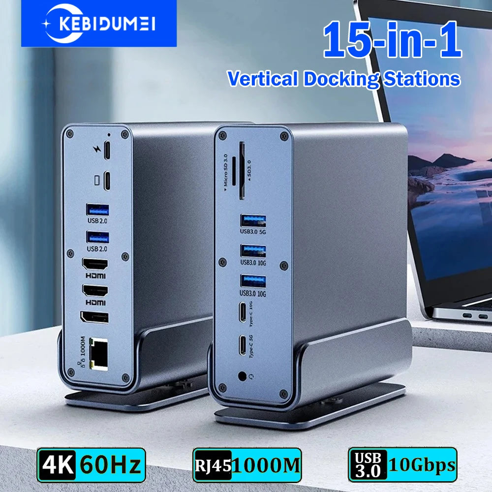 15-in-1 USB-C Docking Station | Triple Monitor 4K60Hz | PD 100W USB-C Docking Station HIP