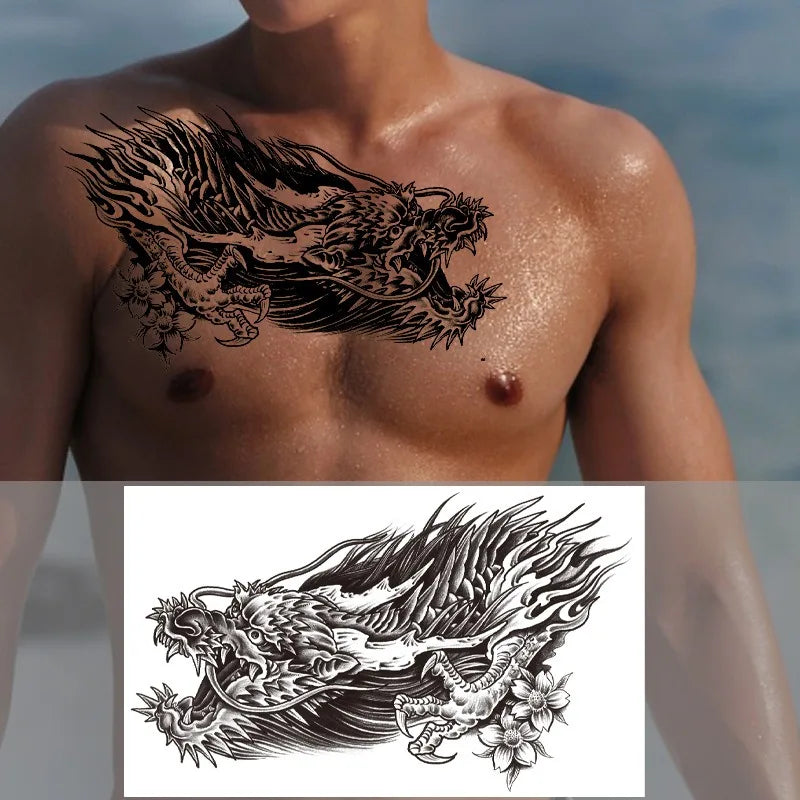 Large Waterproof Temporary Tattoo Sticker – Floral Butterfly Gem