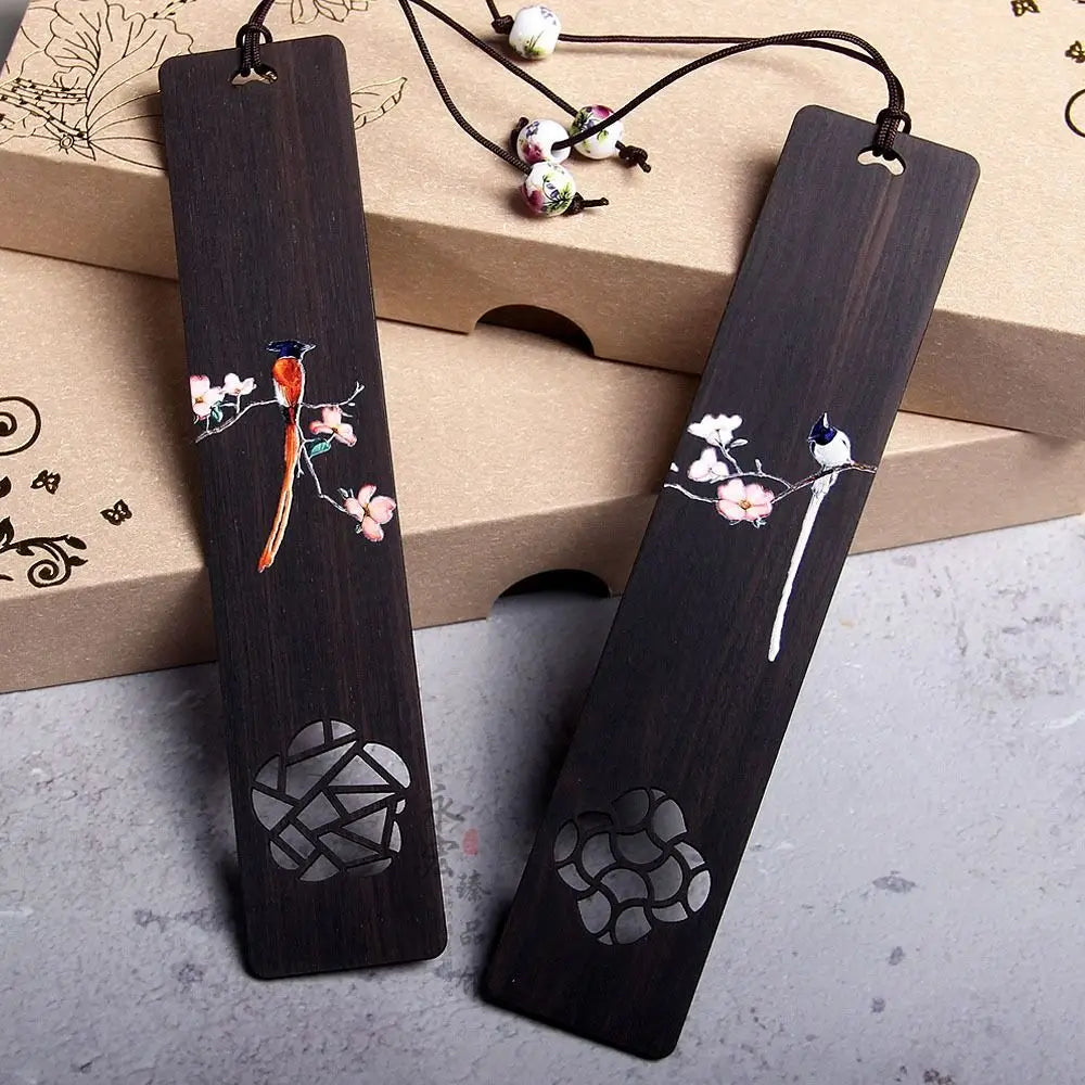 Carved Ebony Wood Bookmark – Chinese Retro Style Gift Wooden Bookmark HIP