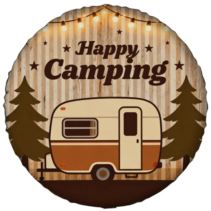 Vintage Camping Spare Tire Cover – Weatherproof RV SUV Protector Spare Tire Cover HIP 1 14 in