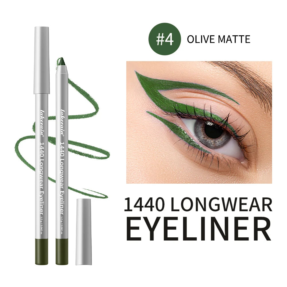 12Colors Wonder Eyeliner Pencil Longwear Deep Black Eyeliner Pencil Waterproof Sharpenable & Smudge Proof Long-lasting HIP 4OLIVE MATTE