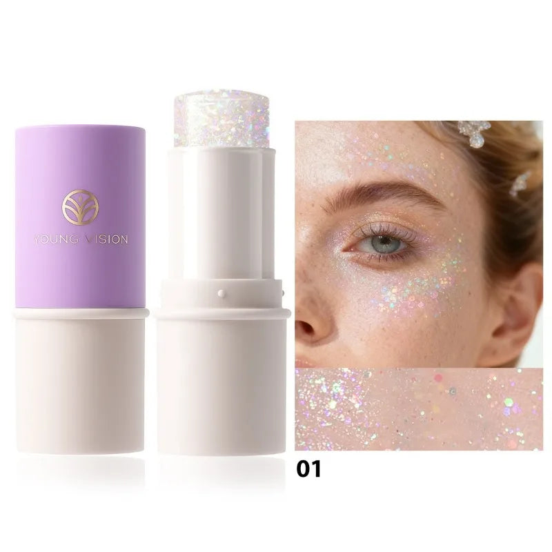 Glitter Body Stick Shimmer Sparkle Face Eyes Lips Highlighter Makeup 7 Colors Sequins Cream Glitter Stick Stage Party Cosmetics HIP 01