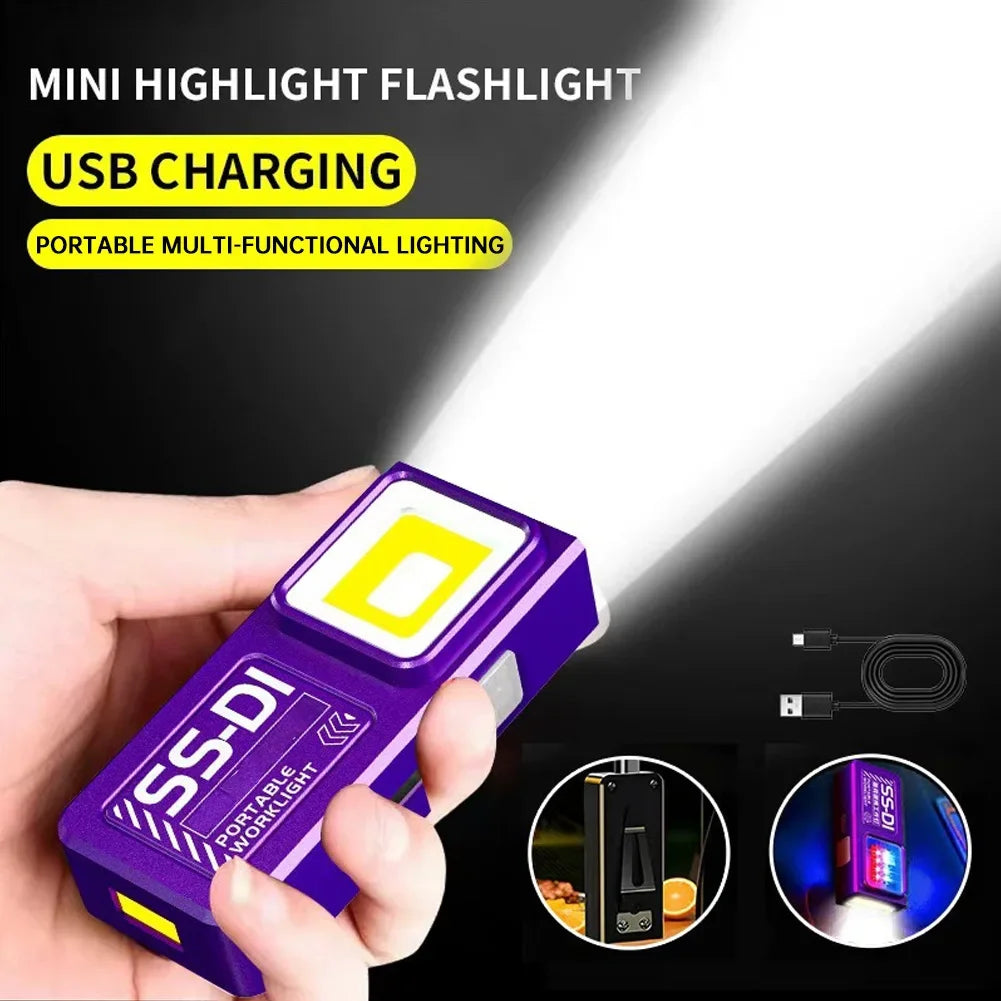 Portable COB LED Flashlight Rechargeable Magnetic Work Light Waterproof Pocket Flashlight Camping Hiking Emergency Outdoor Light HIP