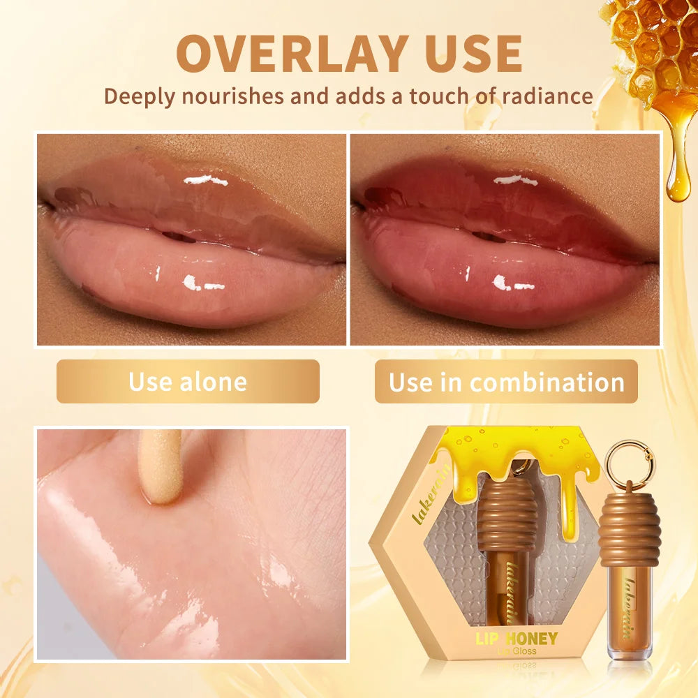 Lip Honey Lip Oil Lip Plumper Hydration Long Lasting Moisturizing Smooth Nourishing Non Sticky Bag Clip Ring Cosmetics Lip Balm HIP