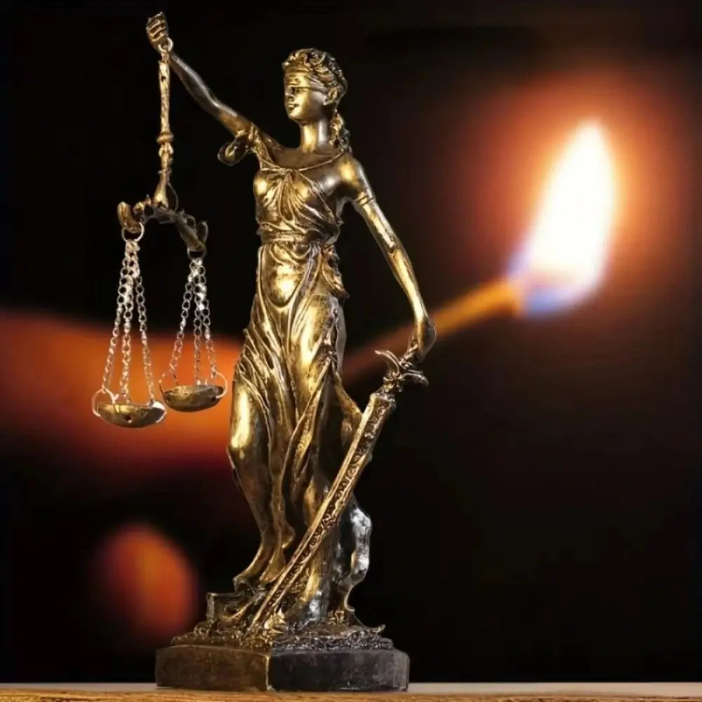 Goddess of Justice Resin Statue – Retro Copper Home Décor Decorative Figurine HIP