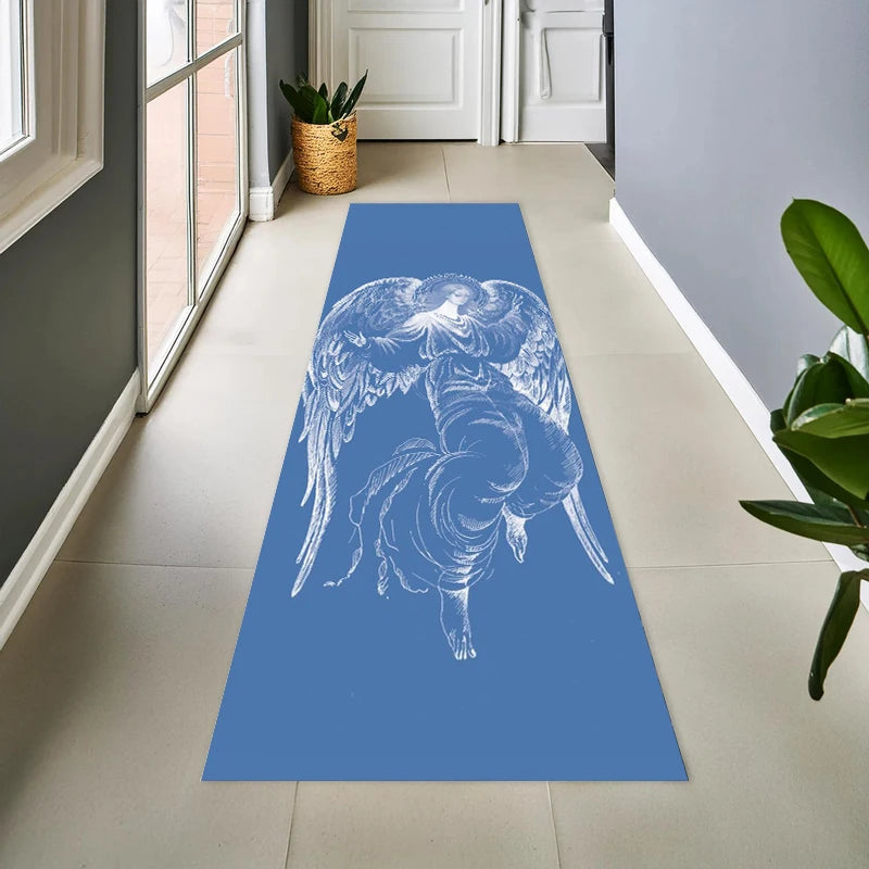 Blue Peacock Feather Runner Rug – Non-Slip Vintage Carpet Runner Rug HIP 2 50X150-Felt