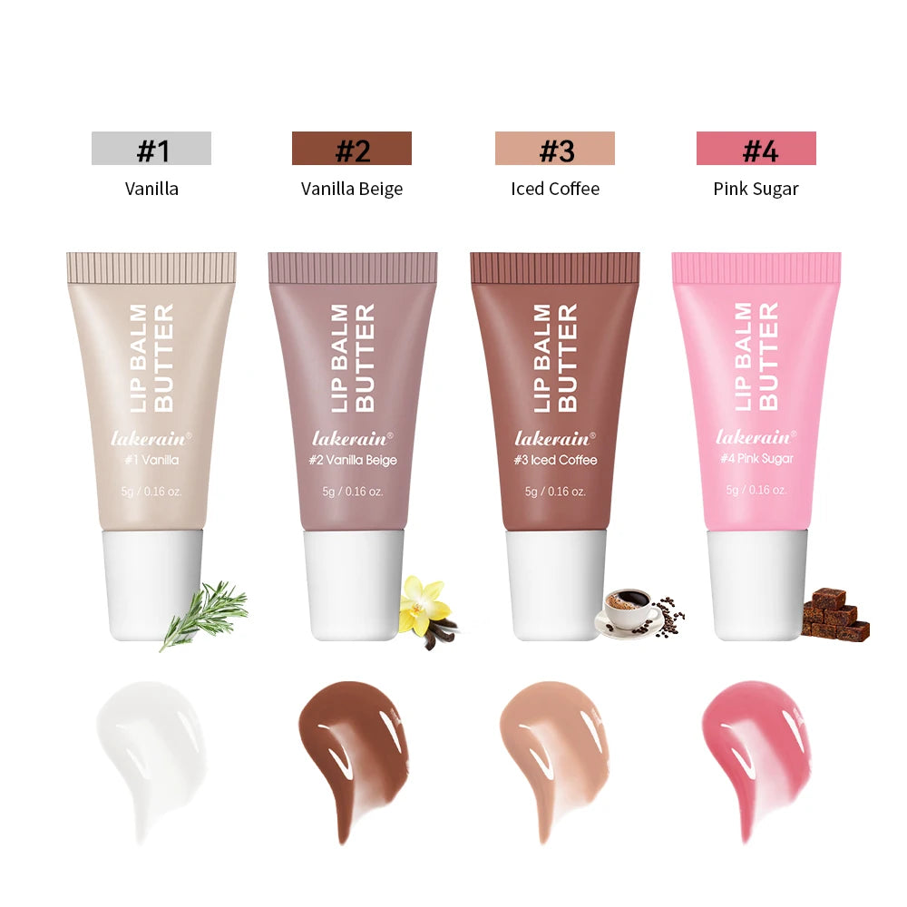 Moisturizing Mirror Lip Gloss Set 4 Pcs Lip Vanilla Pink Sugar Coffee Cake Smell Lipstick Transparent Oil Makeup Gift Kit HIP