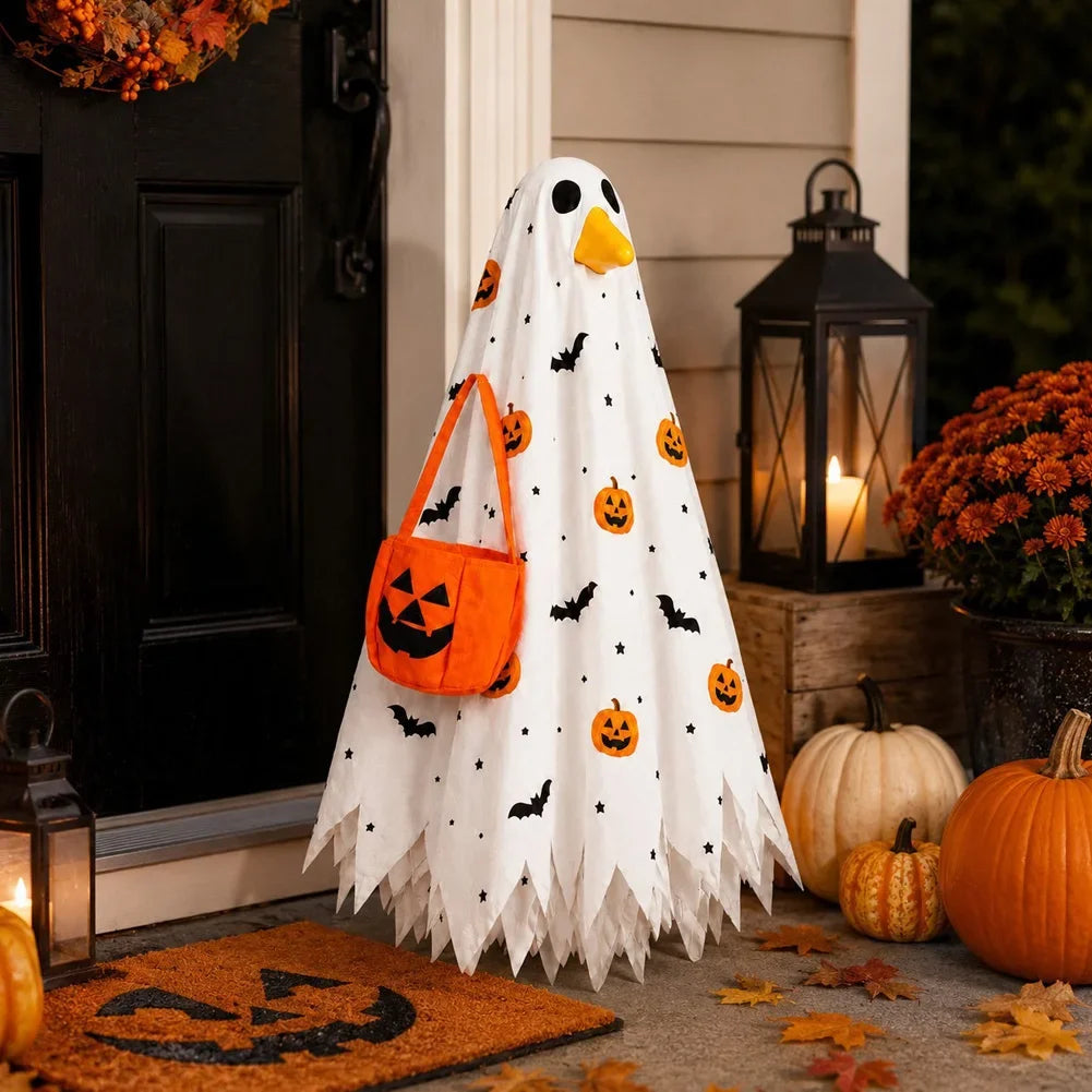 23 Inch Halloween Ghost Decor Porch Goose Costume Pumpkin Ghost Wizard Costume Set Courtyard Lawn Garden Decoration Costume HIP
