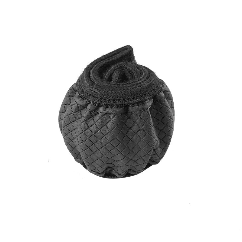 Elastic Faux Leather Steering Wheel Cover – 38cm Universal Fit Steering Wheel Cover HIP Black thread