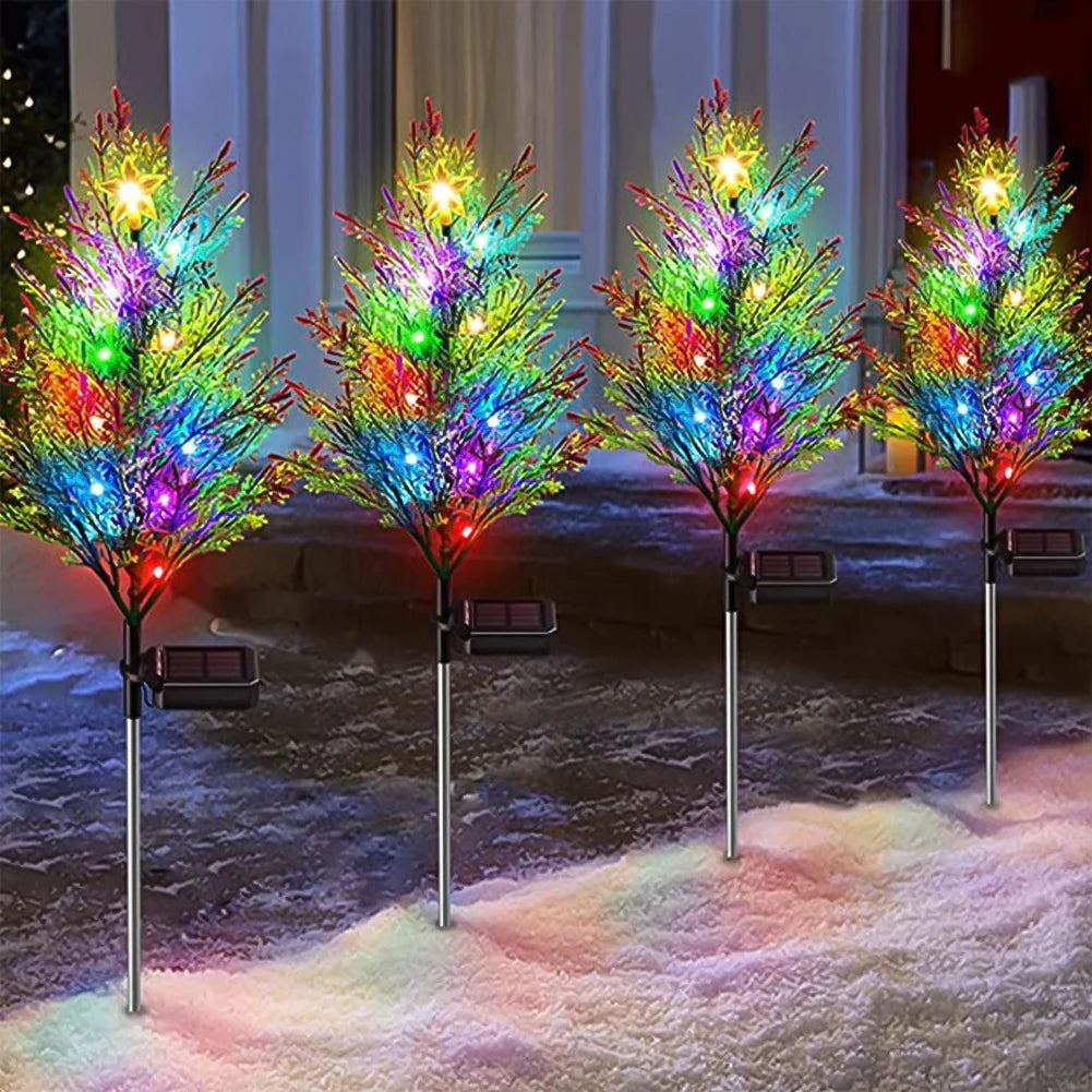 Solar Christmas Tree Lights Outdoors LED Christmas Decor IP65 Waterproof Garden Lawn Landscape Lamps for Patio Porch Pathway HIP