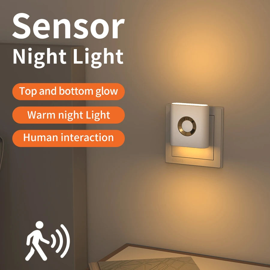 AC 220V LED Night Light With EU Socket Motion Sensor Wall Lamp Bedside Ambient Light For Bedroom Corridor Bathroom Hallway Stair HIP