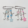 Cute cat safety pin pink and blue star matching bag charm y2k 1pcs HIP Pink