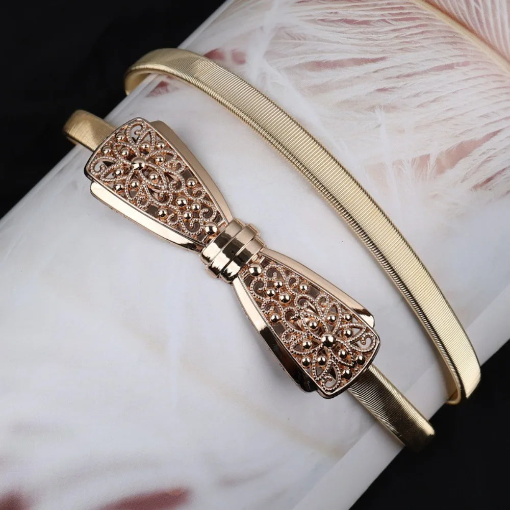60cm Elastic Gold Silver Leaf Chain Belt for Women Chain Waist Belt HIP 3