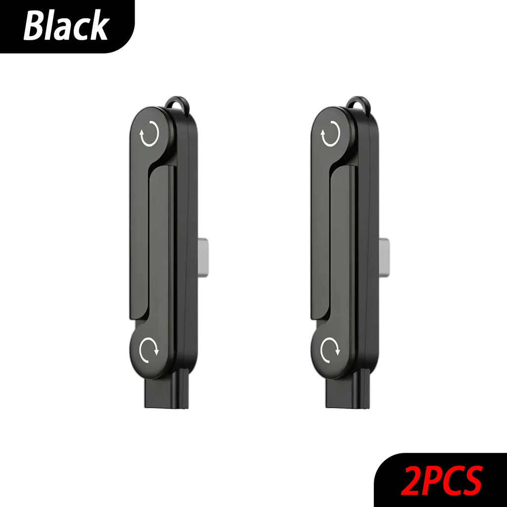 USB-C Foldable Bracket Adapter – OTG & Fast Charging USB-C Adapter Stand HIP 2pcs Black