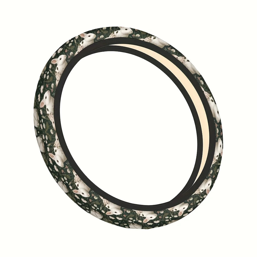 Easter Rabbit Floral Steering Wheel Cover – Soft Grip Steering Wheel Cover HIP