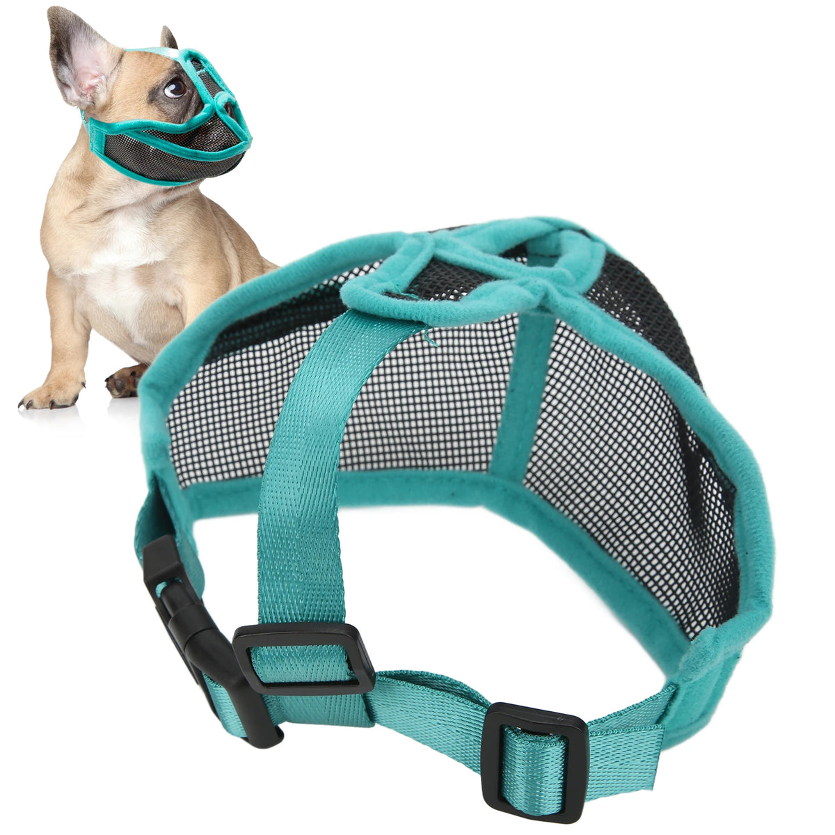 Short Snout Dog Muzzle Mesh Adjustable Breathable Anti Biting Bulldog Short Snout Muzzle for Dogs Short Snout Bulldog Muzzle HIP S
