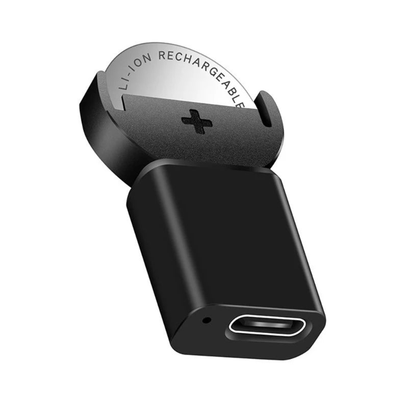 USB-C Coin Cell Charger – LIR2032 LIR2025 ML2032 CR2032 Battery Charger Adapter HIP black