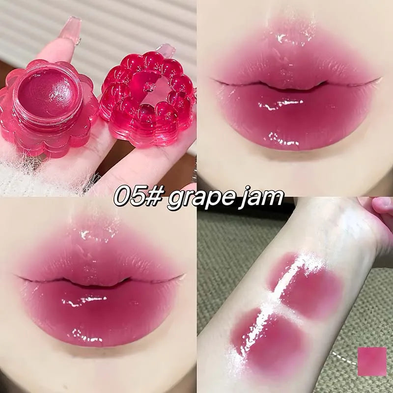 Jam Pudding Canned Lip Gloss Moisturizing Lasting Non-stick Cup Purple Watery Colored Lip Balm Long-lasting and Tender Lip Balm HIP 05