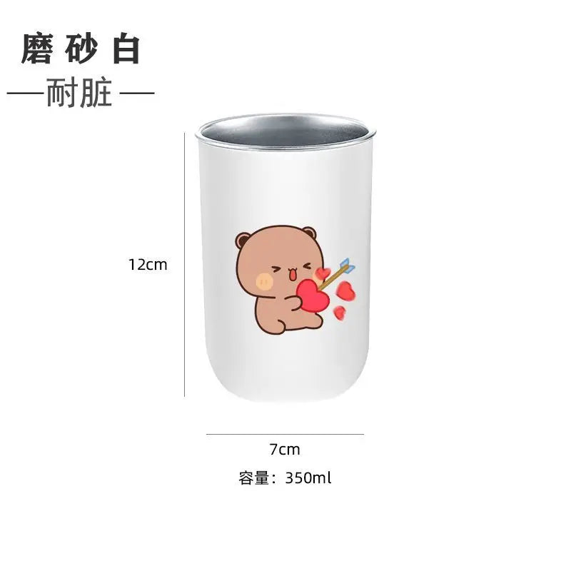 Bubu & Yier Panda Stainless Steel Toothbrush Cup 350ml Toothbrush Holder Cup HIP