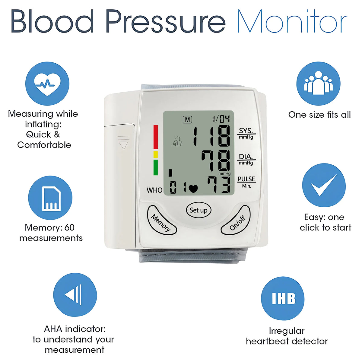 Fireurus Digital Wrist Blood Pressure Monitor – Portable LED Blood Pressure Monitor HIP