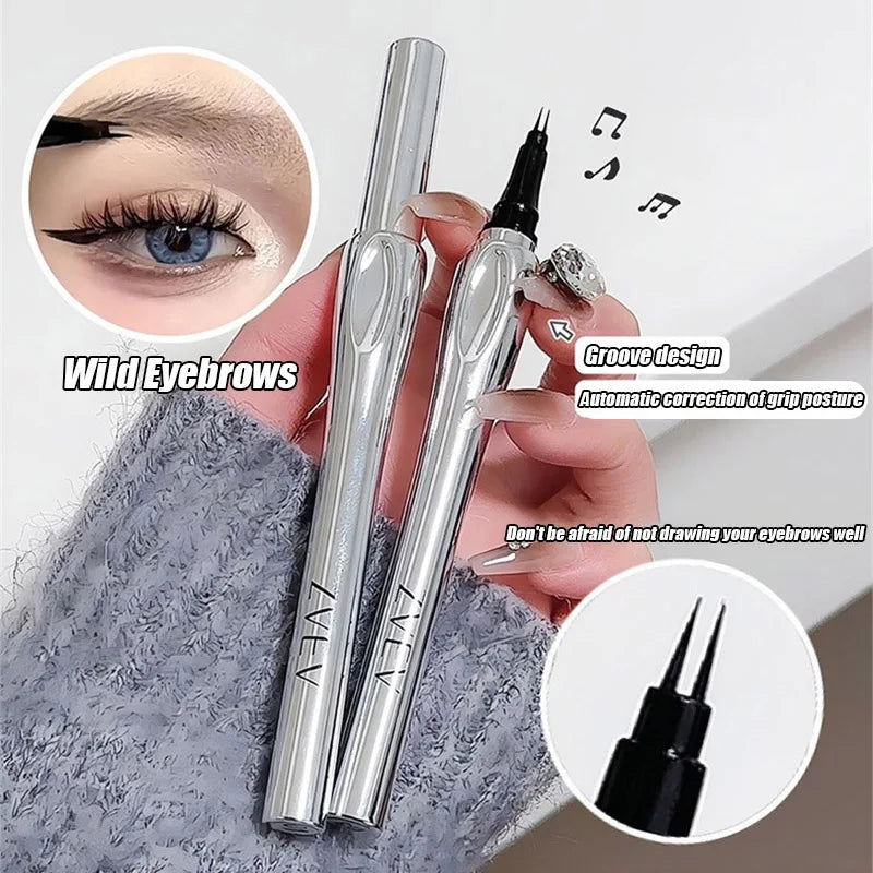 2Point Wild Eyebrow Pencil Long Lasting Easy To Grip Eyebrow Tattoo Waterproof Thin Liquid Lying Silkworm Brow Pen Korean Makeup HIP