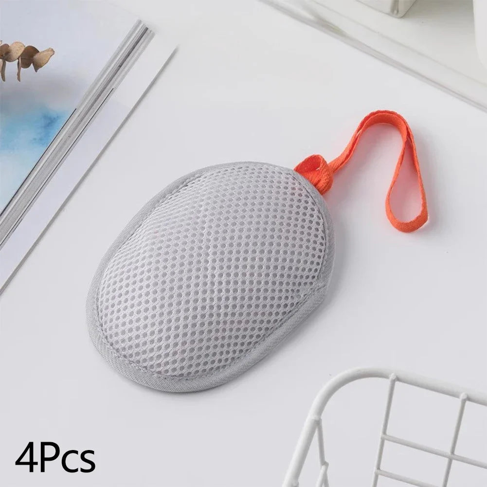 4Pcs/Set Soap Foam Mesh Massage Exfoliating Bag Bath Bubble Machine Exfoliating Bathroom Supplies Cleaning Tools HIP 4Pcs Grey